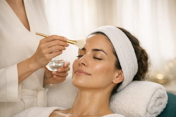 Peeling químico: aplicación con pincel en consulta